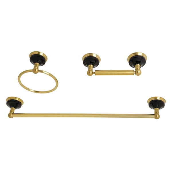 BAK911248BB Water Onyx 3-Piece Bathroom Accessory Set, Brushed Brass